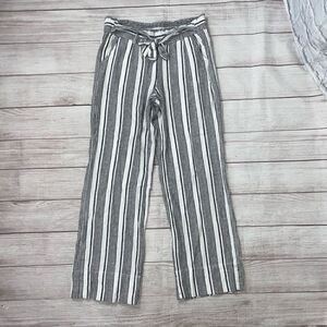 Jolt paper bag striped high waist pants w/tie belt & front pockets sz M women